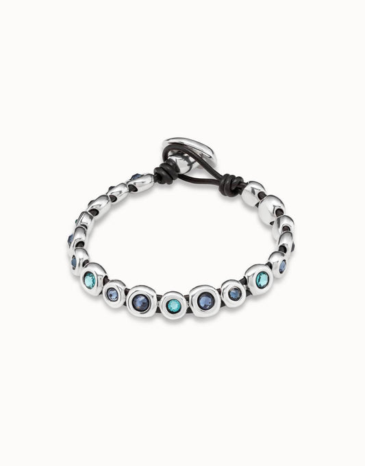 Unode50 - Leather Bracelet With Blue Crystals