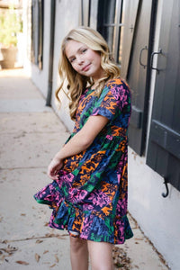 Briton Court - Girl's Ollie Floral Colorblock Dress