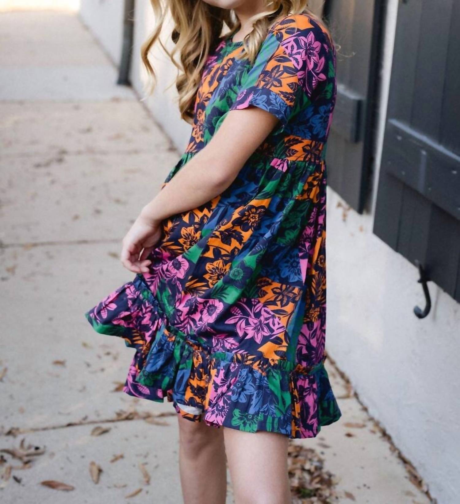 Briton Court - Girl's Ollie Floral Colorblock Dress