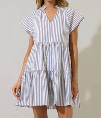 Sugarlips - Parson Stripe Janelly Poplin Tiered Mini Dress