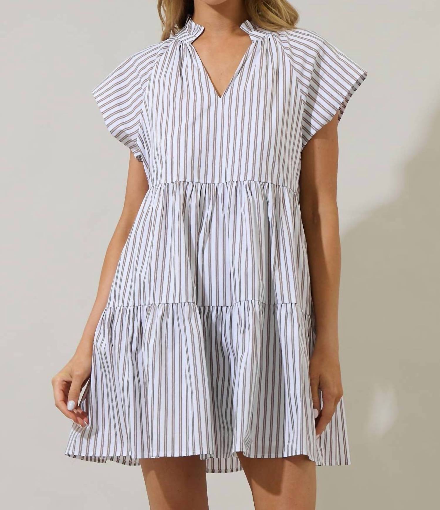 Sugarlips - Parson Stripe Janelly Poplin Tiered Mini Dress