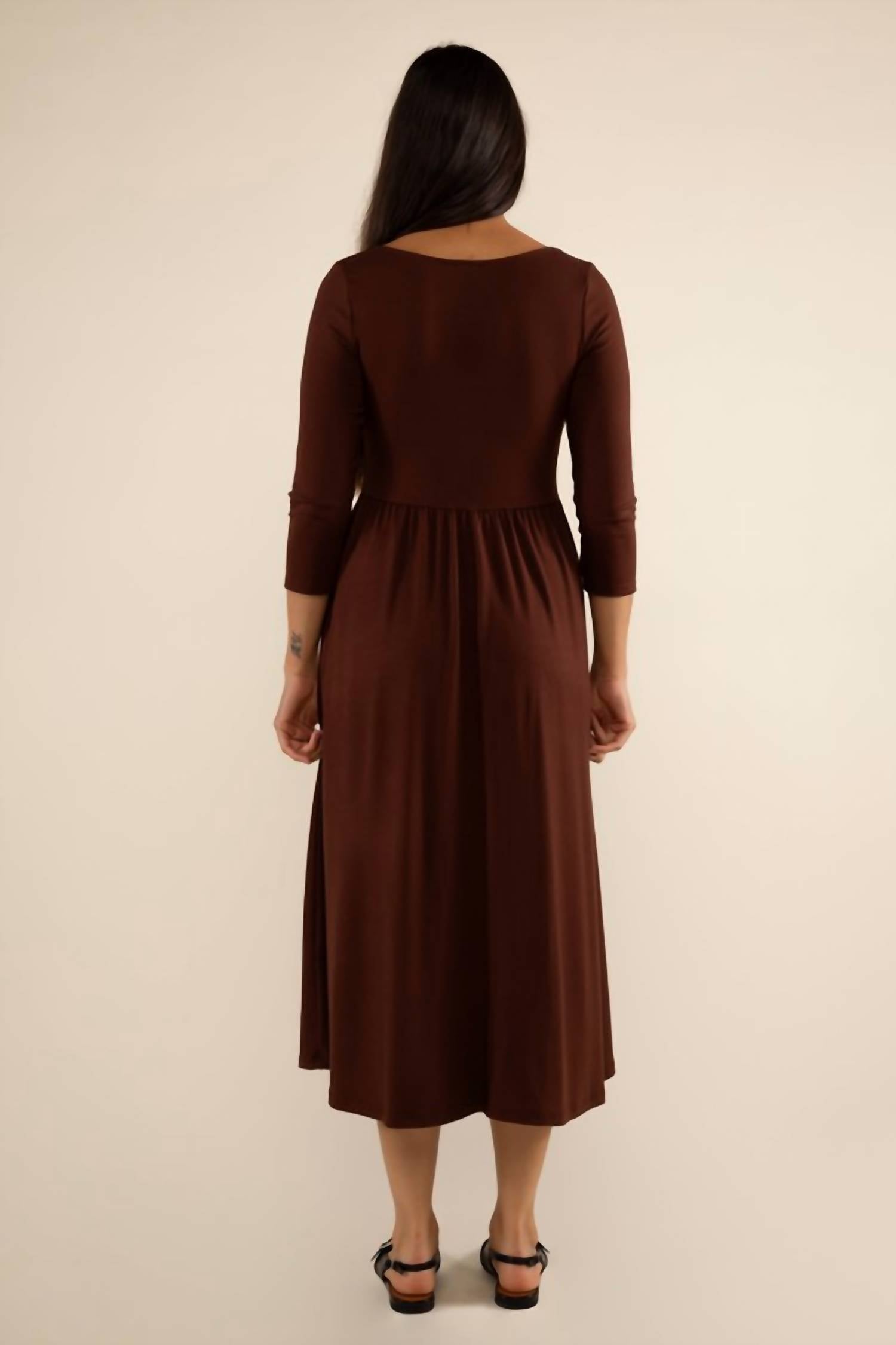 nlt Lake 3/4 Sleeve Swing Dress in chocolate - women's dress - view 4