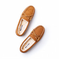 MINNETONKA Men's Pile Lined Hard Sole Moccasin Shoes in brown - men's loafer - alternate view