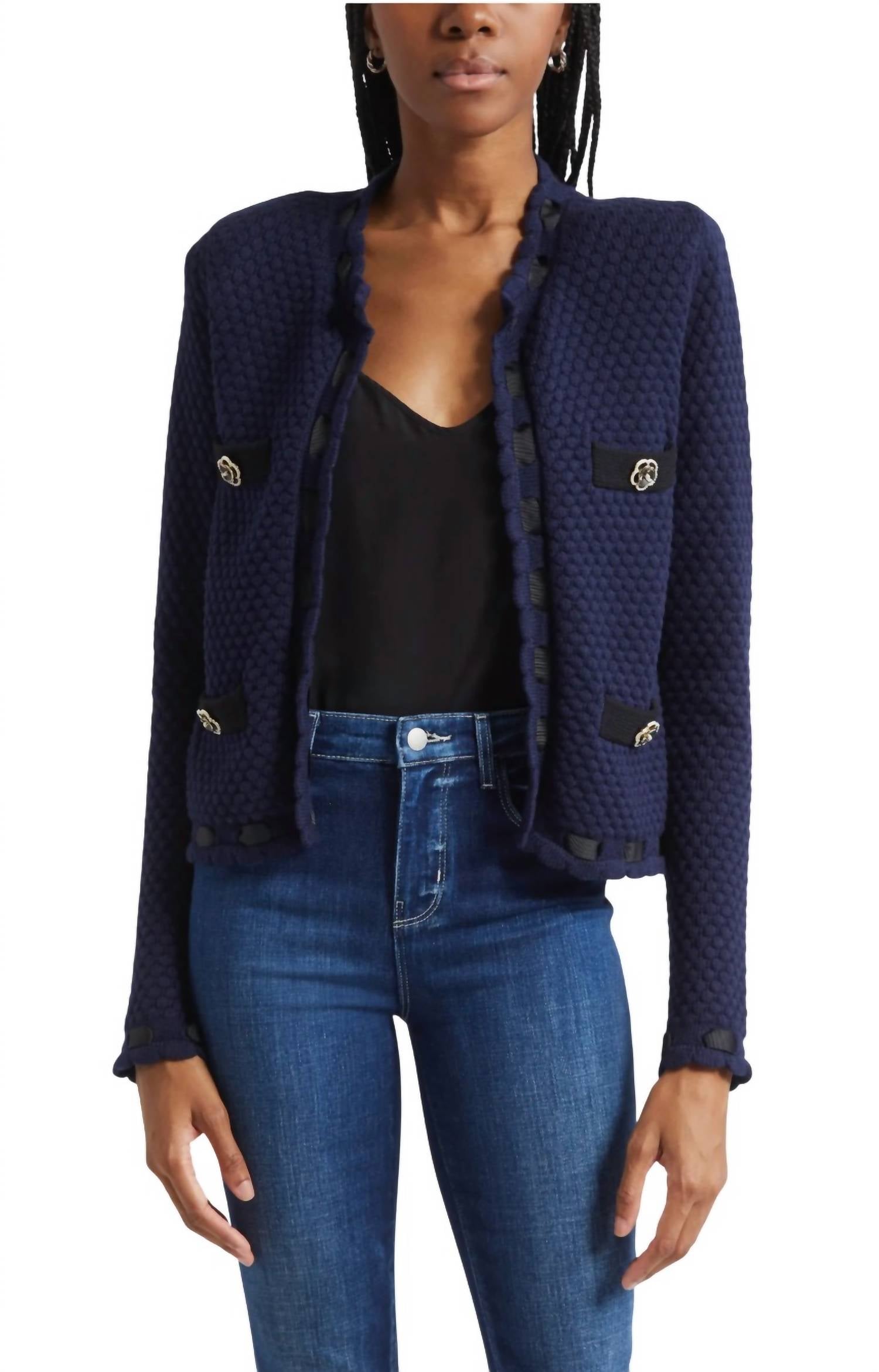 L'Agence - Astor Contrast Trim Cardigan
