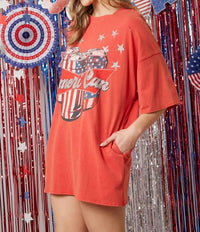 Fantastic Fawn - American Acid Washed Cotton Tee Dress