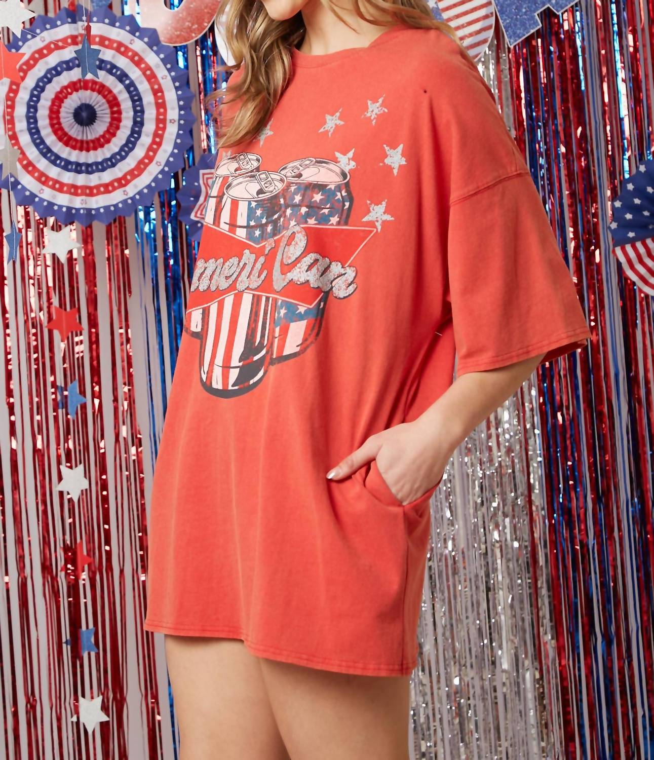 Fantastic Fawn - American Acid Washed Cotton Tee Dress