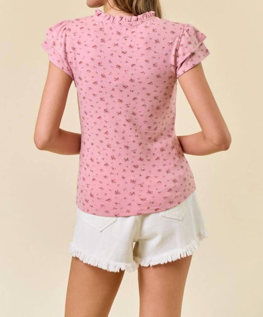 Doe And Rae - Floral Print Butterfly Cap Sleeve Top