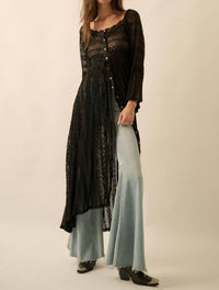 Promesa - Lace Button Up Layering Midi Dress