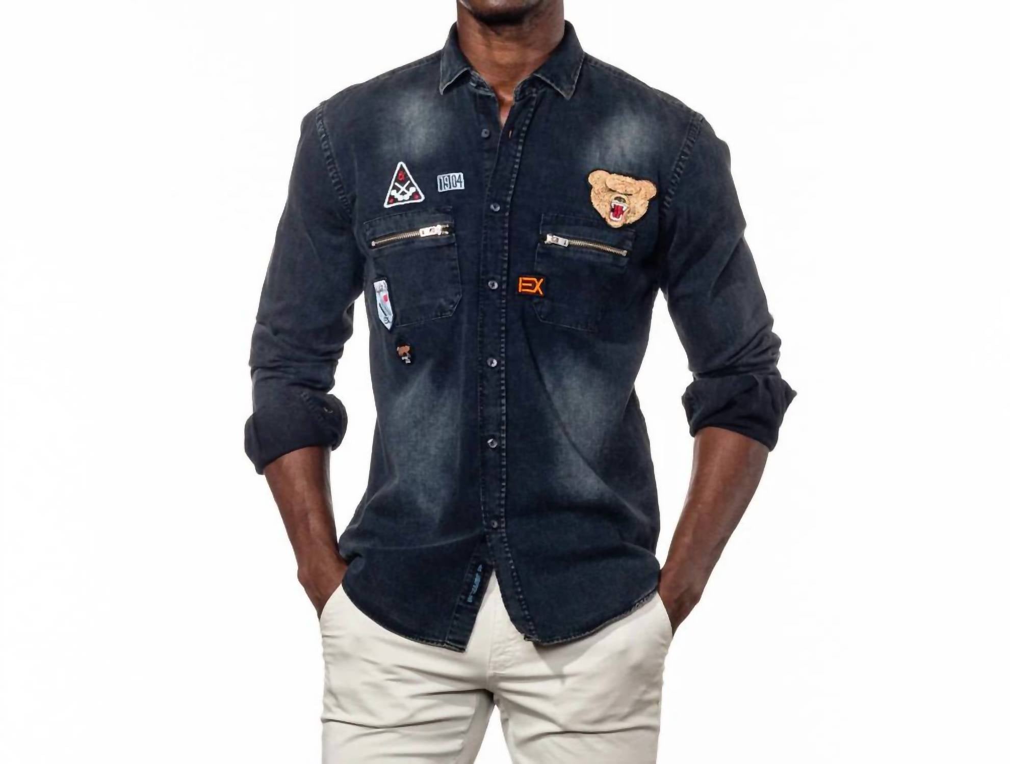Eight X - Grizzly Bear Denim Button Down Shirt