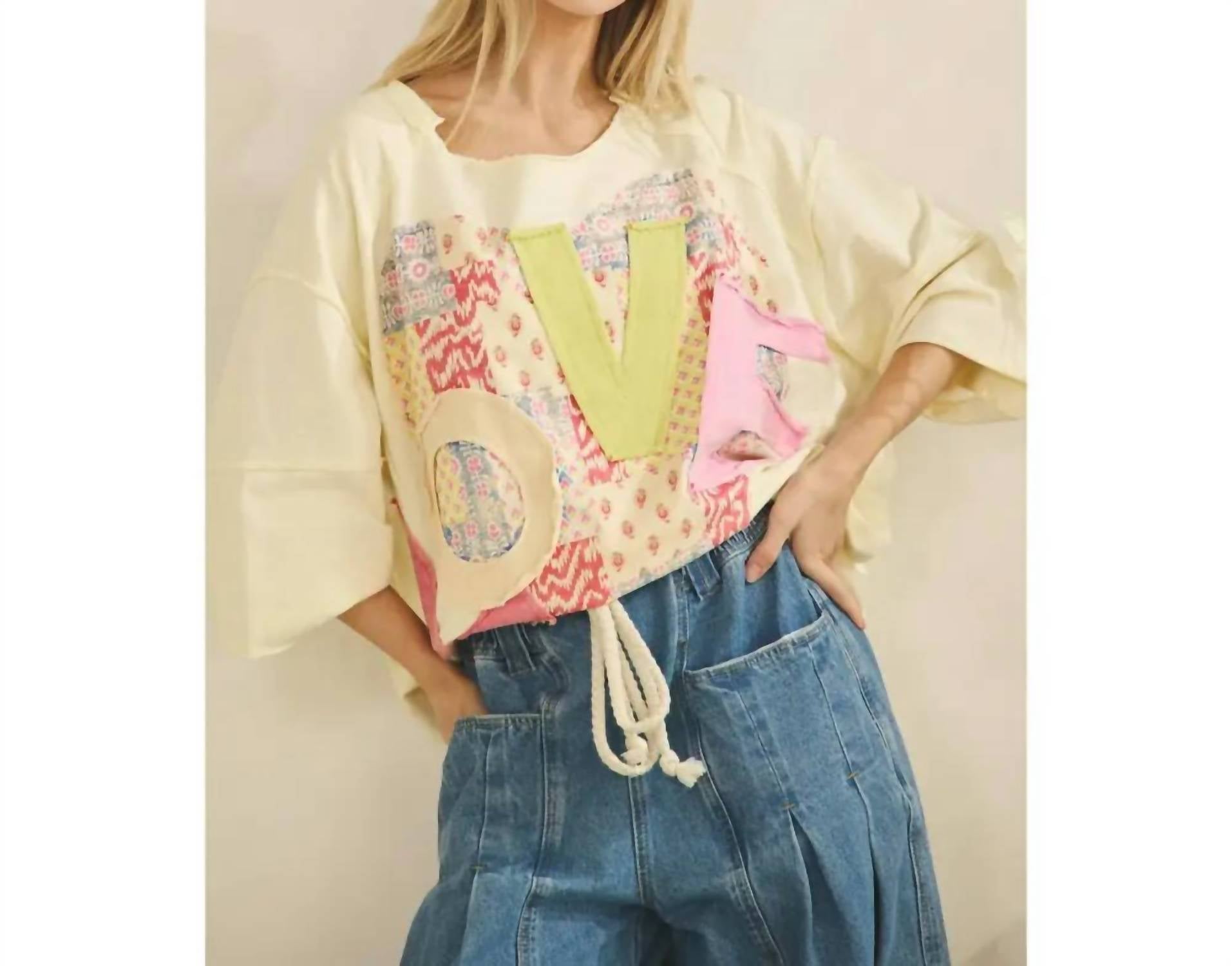 Sage+Fig - Women's Love Heart Patchwork Top