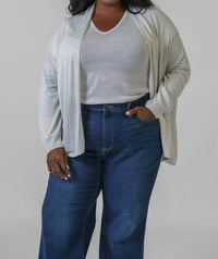 Estheme - SILK LINEN SPARKLE CARDIGAN - plus size