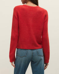 Z Supply Medina Rib Cardigan Sweater Top in red - women's cardigan - detail view