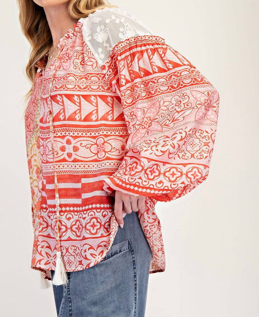 Easel - Print Mix Loose Blouse