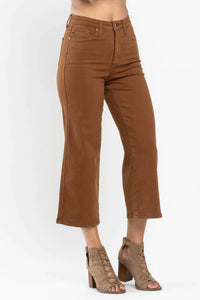 Judy Blue - High Waist Tummy Control Garment Dyed Wide Crop Jeans