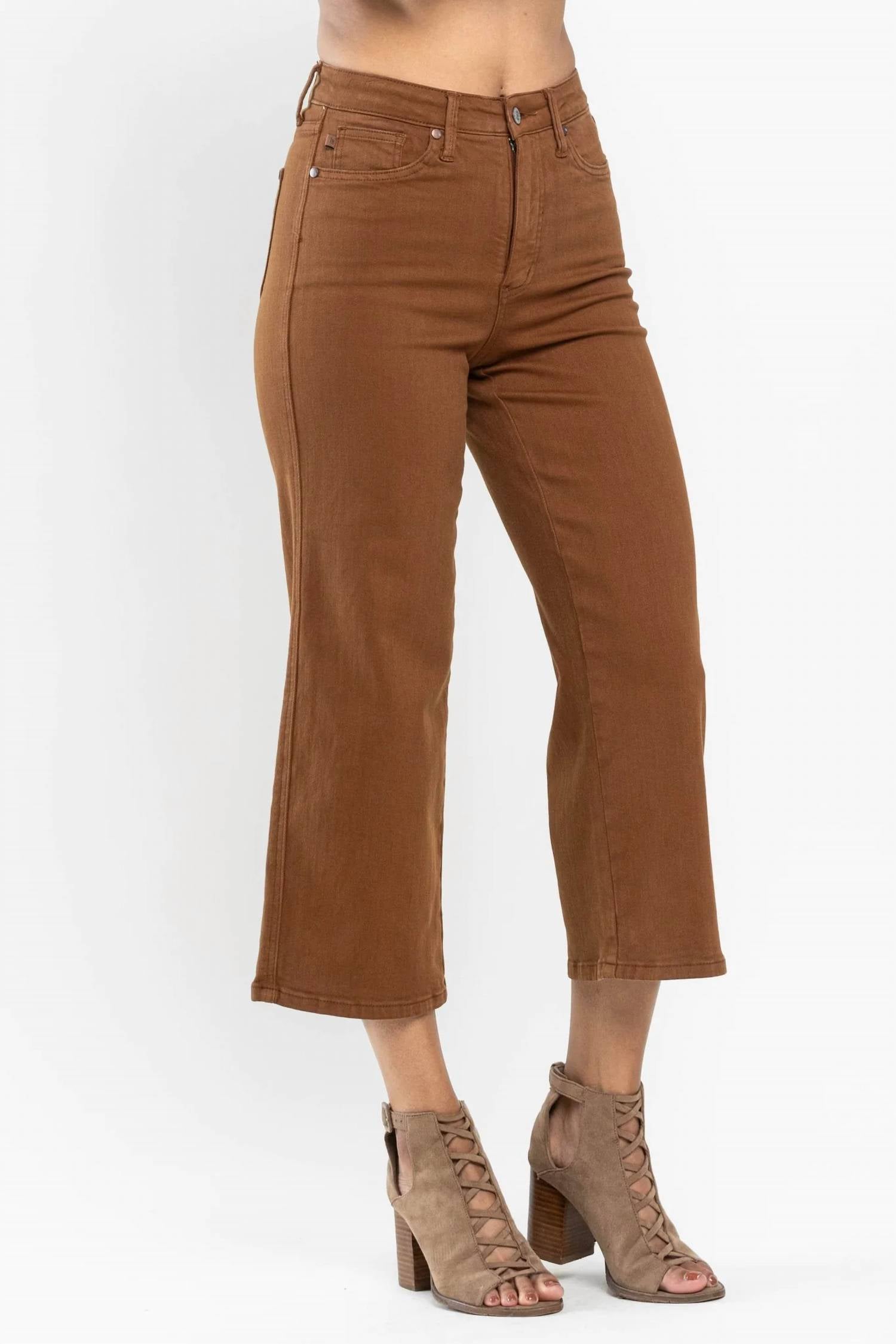 Judy Blue - High Waist Tummy Control Garment Dyed Wide Crop Jeans