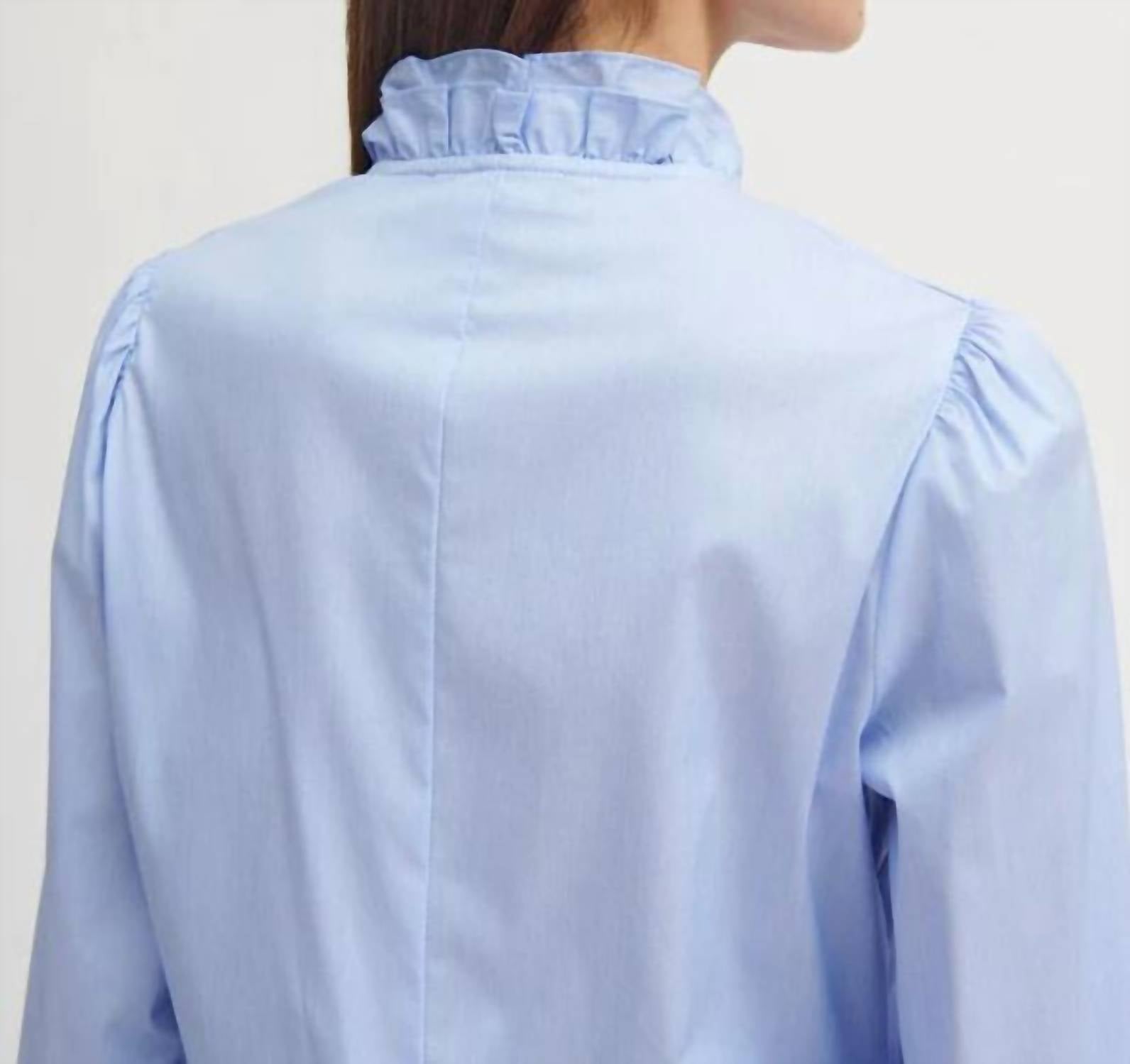 Tinta & Bariloche Celeste Ruffle Front Blouse in blue - women's blouse - detail view