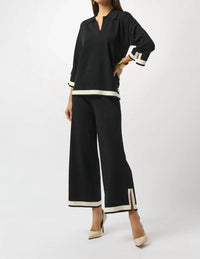 Joseph Ribkoff - Color Block Collared V-neck 3/4 Sleeves Top