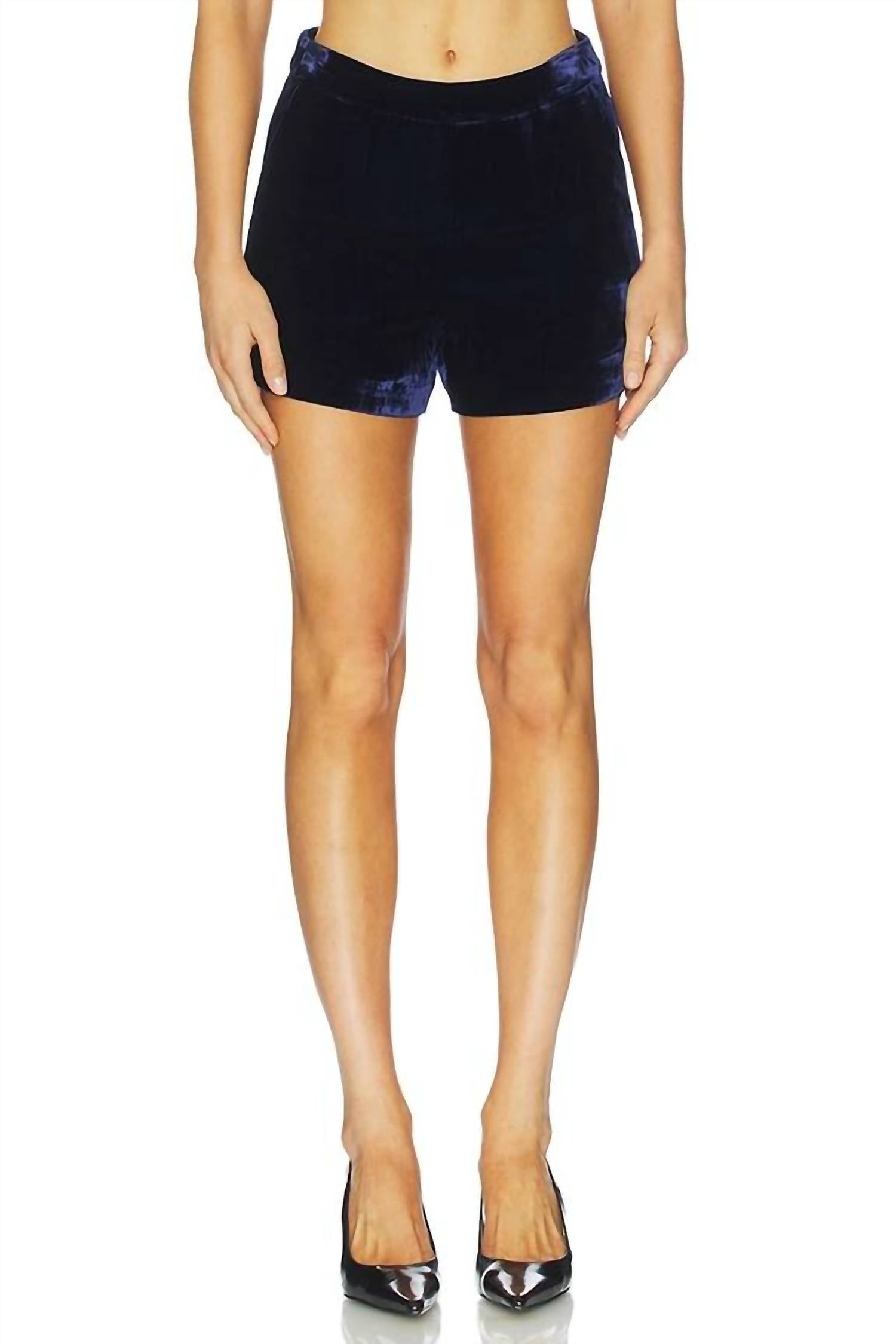 L'Agence Ashton Velvet Short in midnight - women's shorts