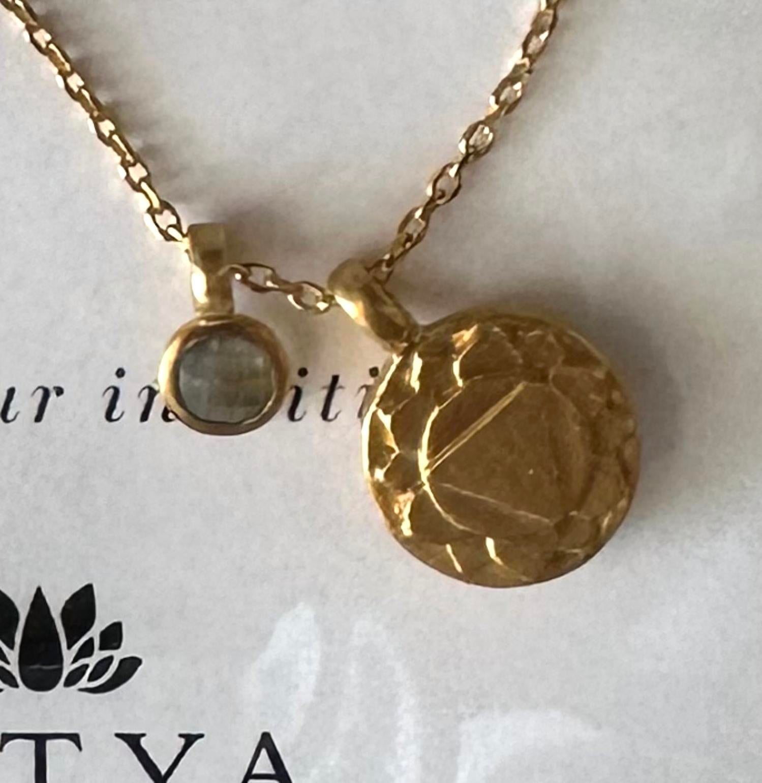 Satya Jewelry Women's Agate Intuition Charm Necklace in blue agate - women's jewelry - detail view