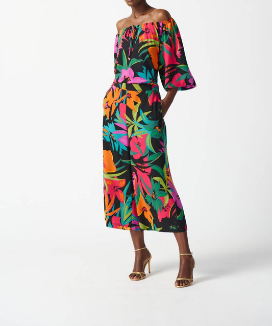 Joseph Ribkoff - Tropical Print Wide Leg Pants