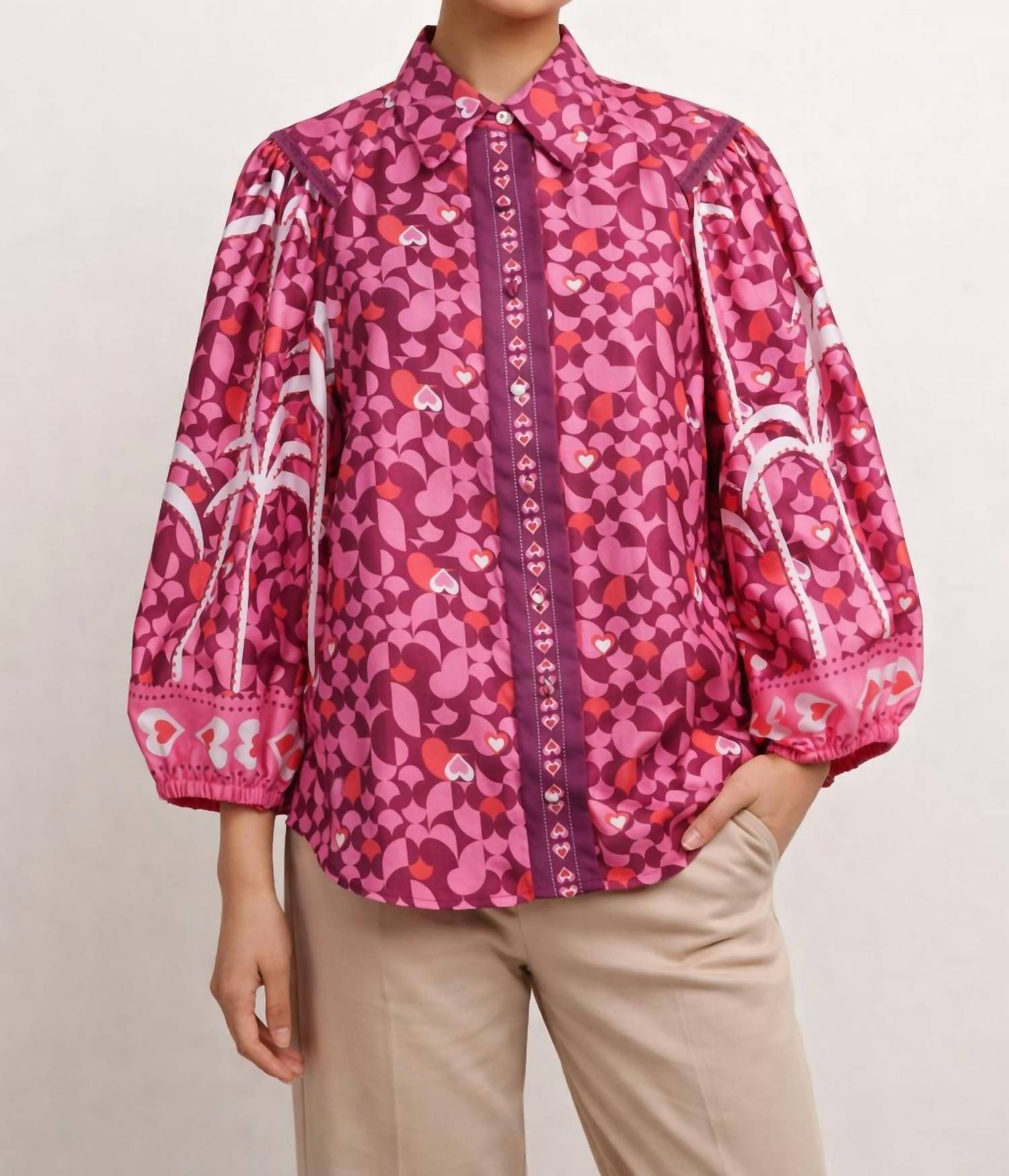 EMILY LOVELOCK Edie Top in cranberry juice - women's shirt