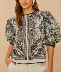 Farm Rio - MONOCHROM ELEGANCE SCARF BLOUSE
