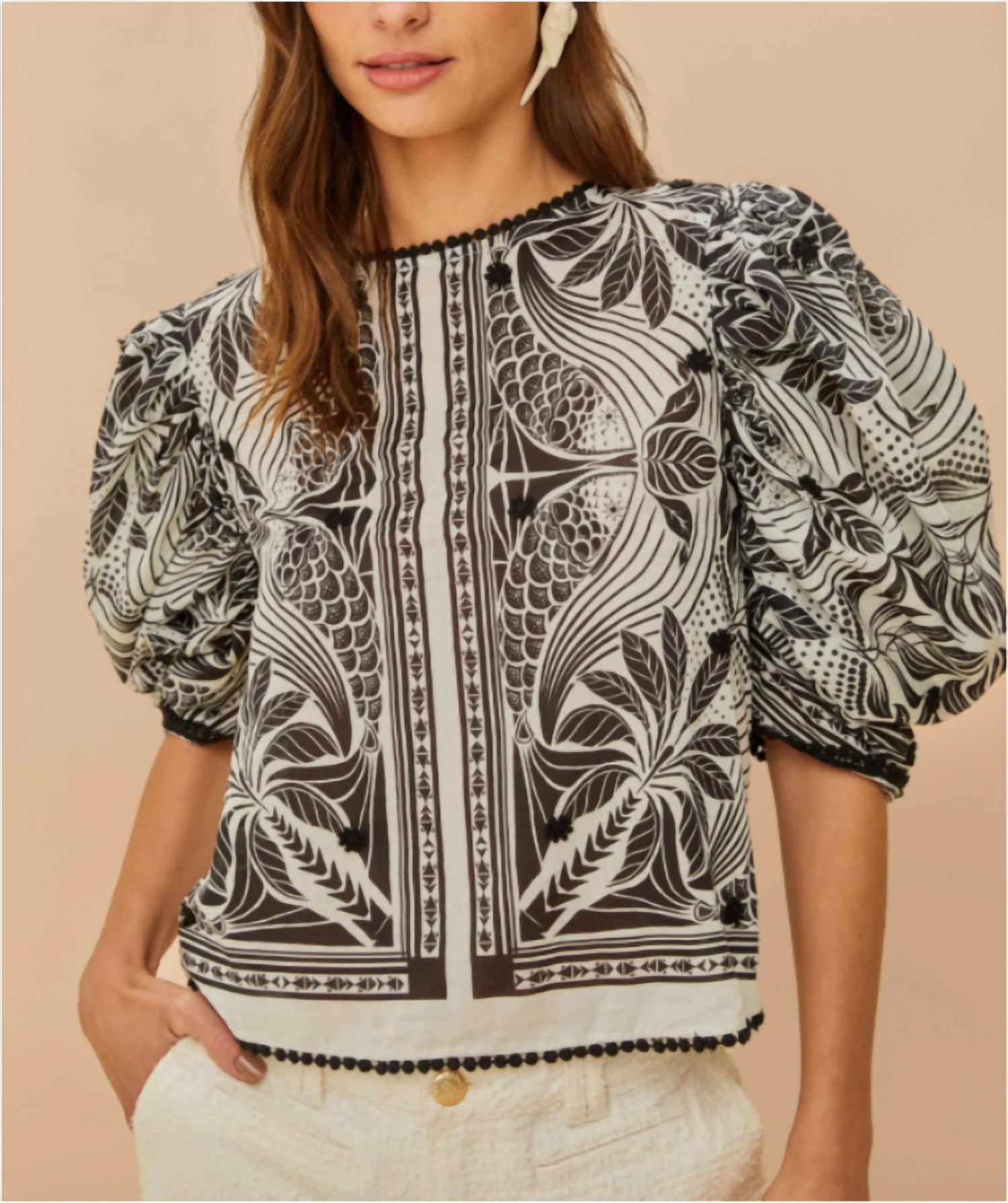 Farm Rio - MONOCHROM ELEGANCE SCARF BLOUSE