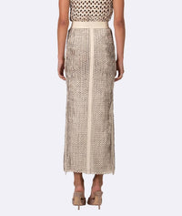 Nonchalant Label Torin Sleeveless Open Knit Top in crema - women's blouse - detail view