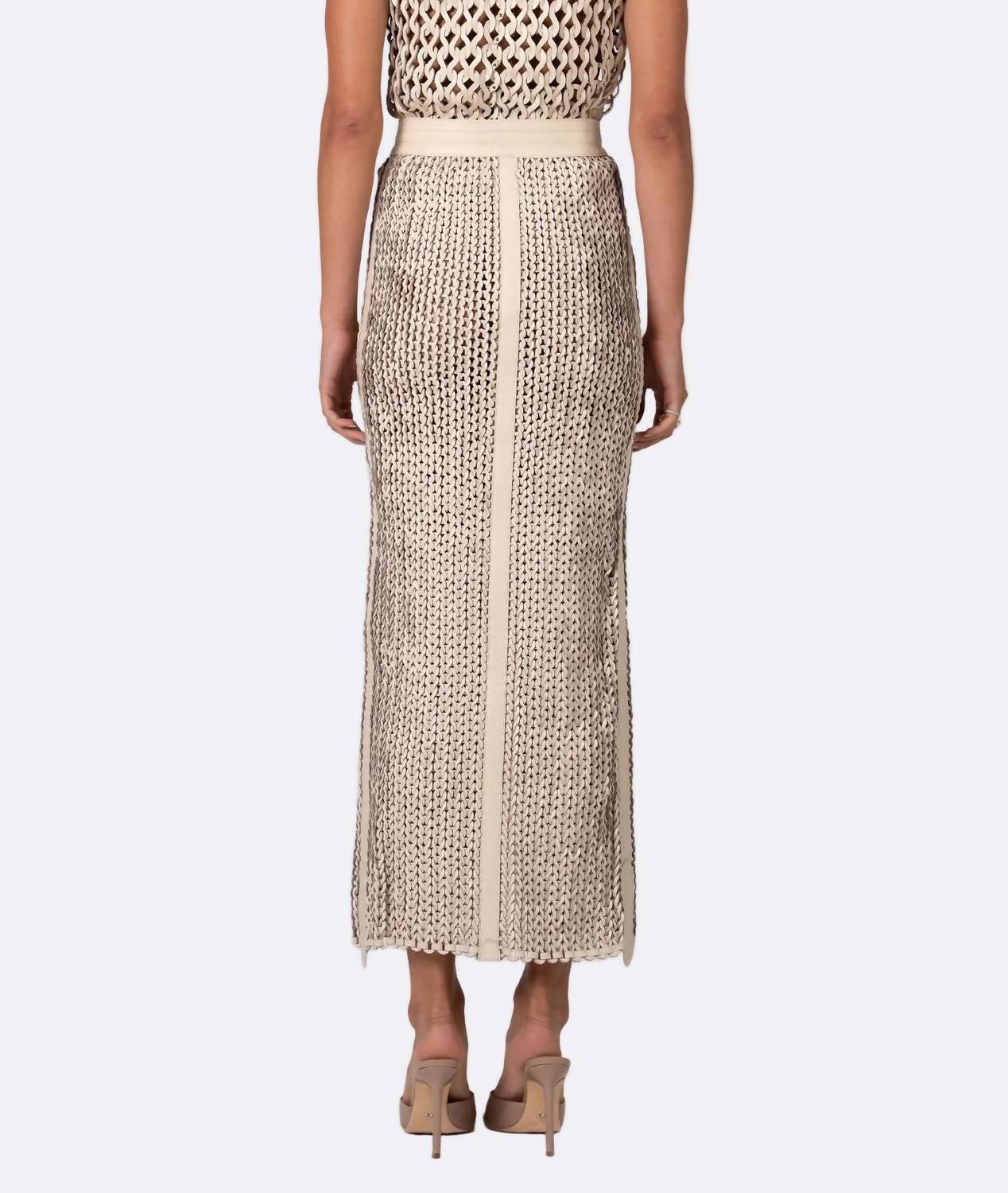 Nonchalant Label Torin Sleeveless Open Knit Top in crema - women's blouse - detail view