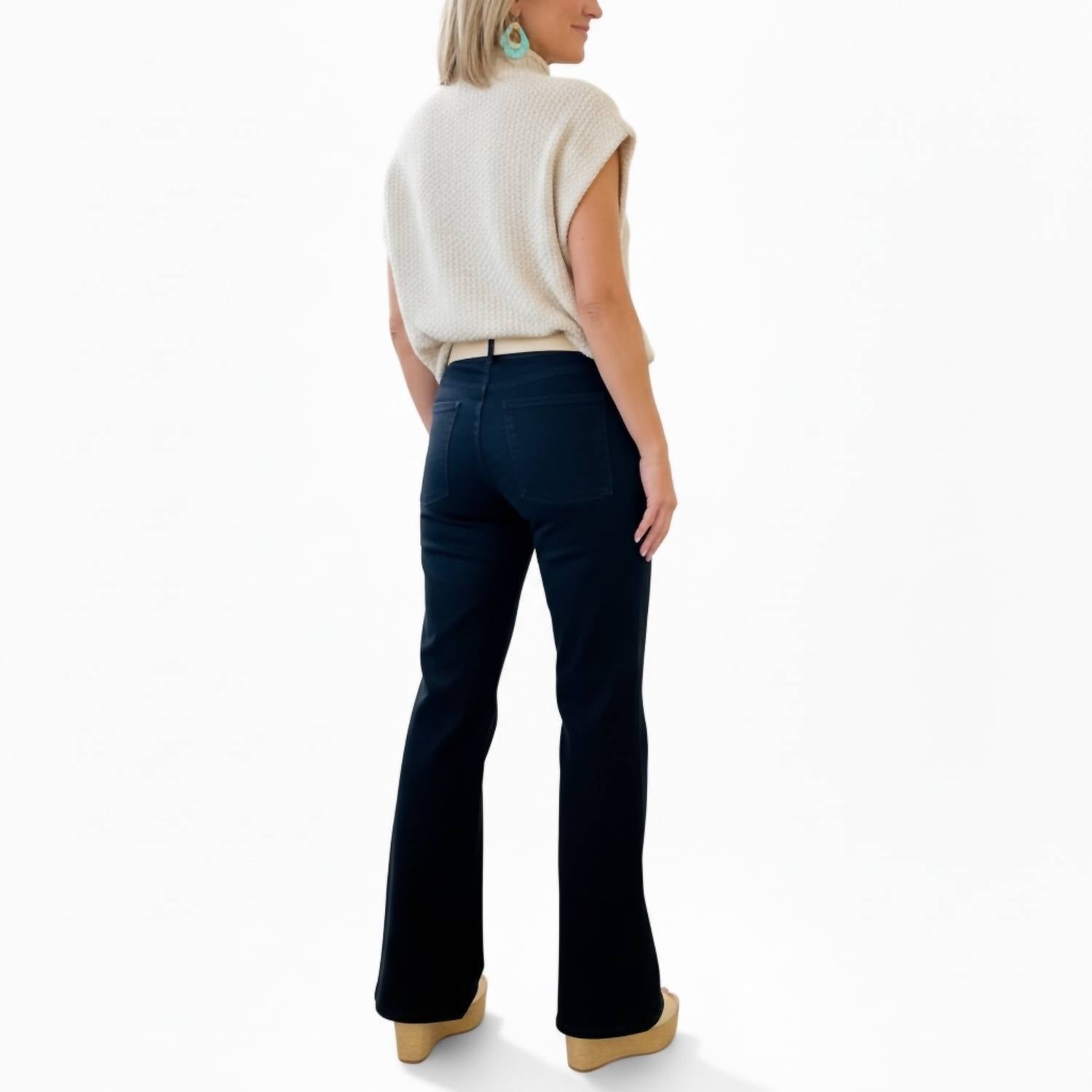 Hoity Toity - Patch Pocket Wide Leg Flare Jeans