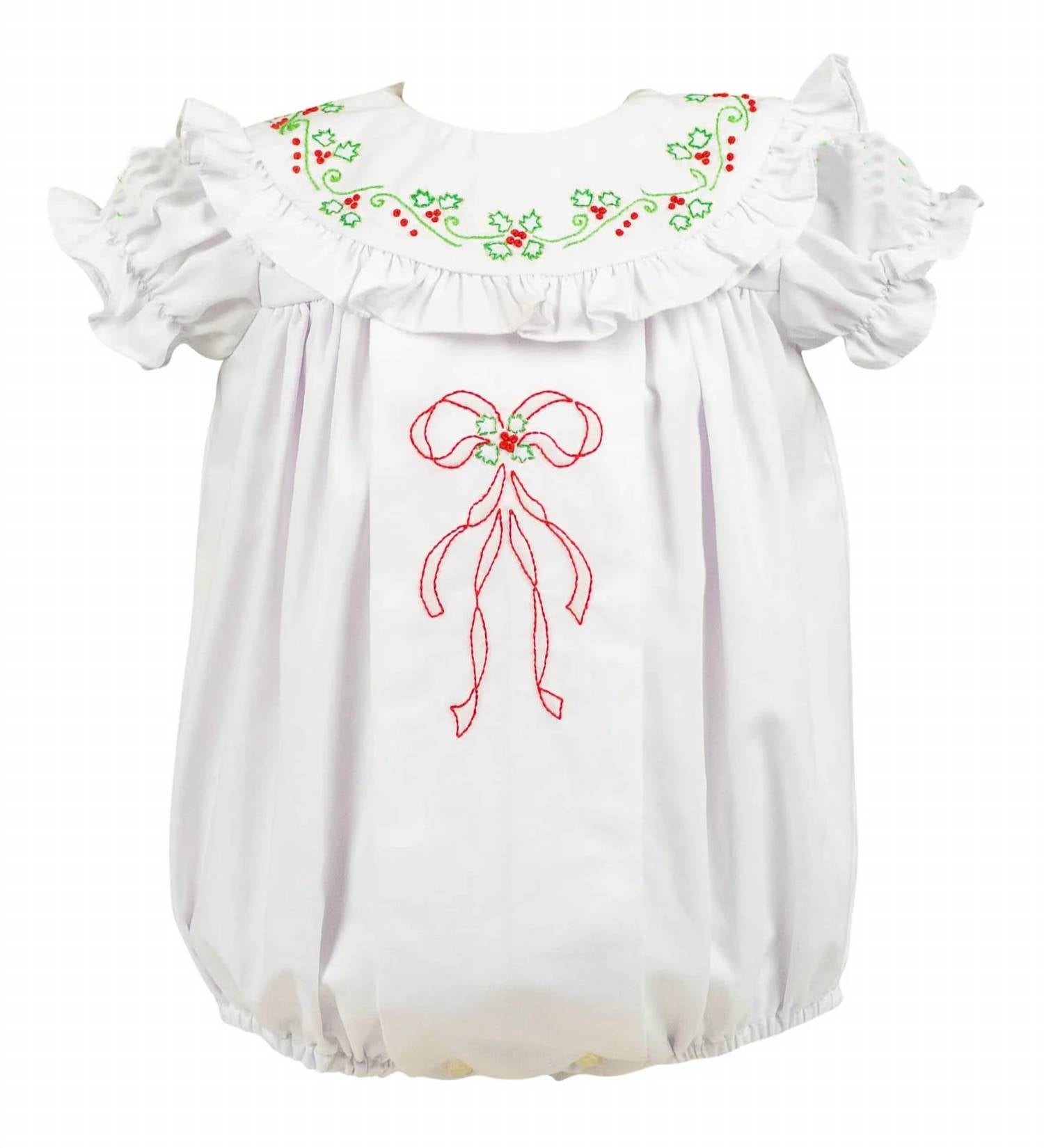 The Proper Peony - Girl's Garland Christmas Bubble Romper
