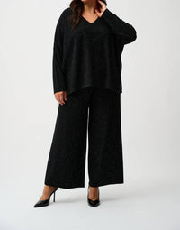 Joseph Ribkoff - Sequined Sweater Knit Culotte Pants
