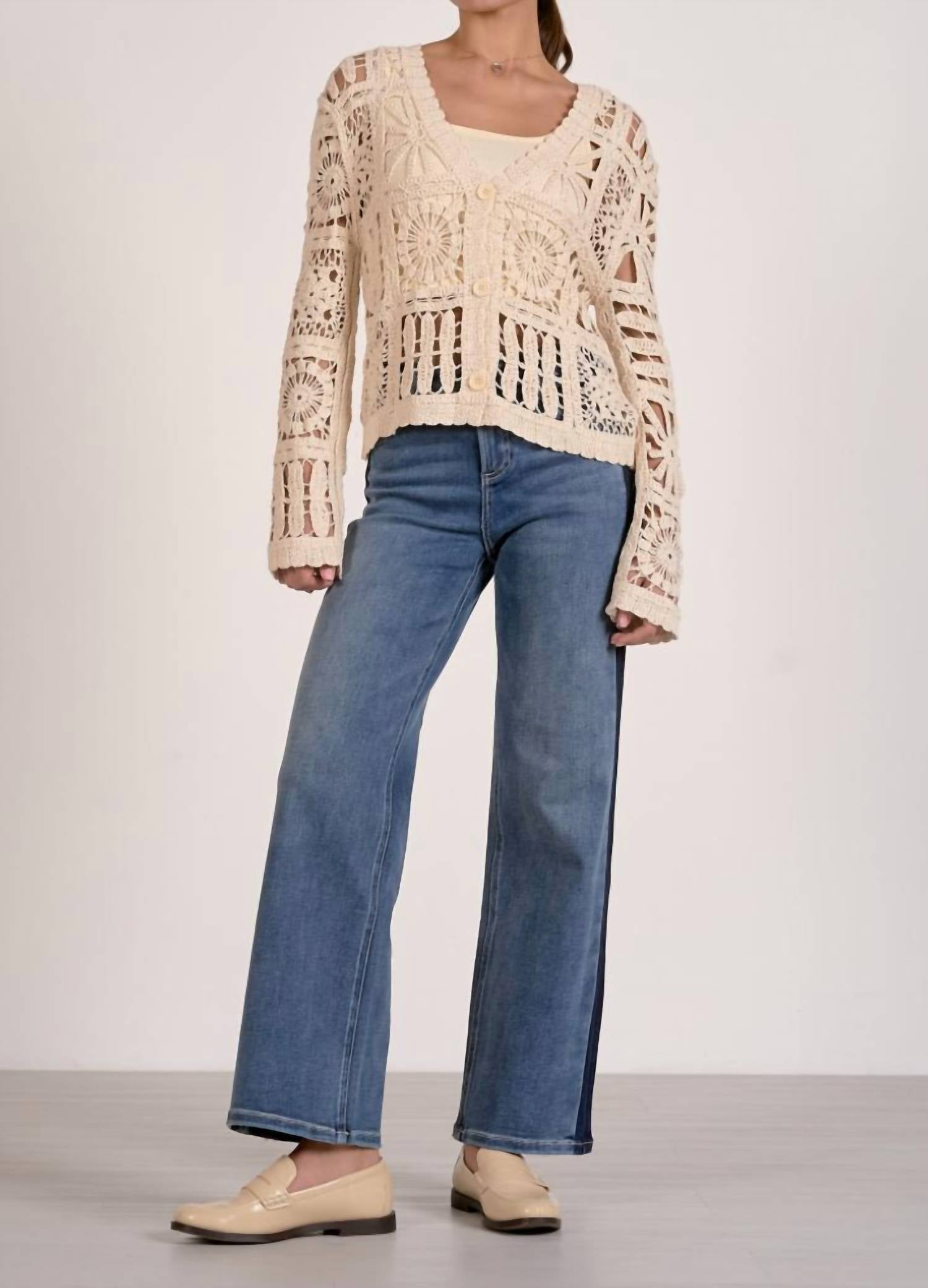 Elan - Cardi Open Knit Sweater