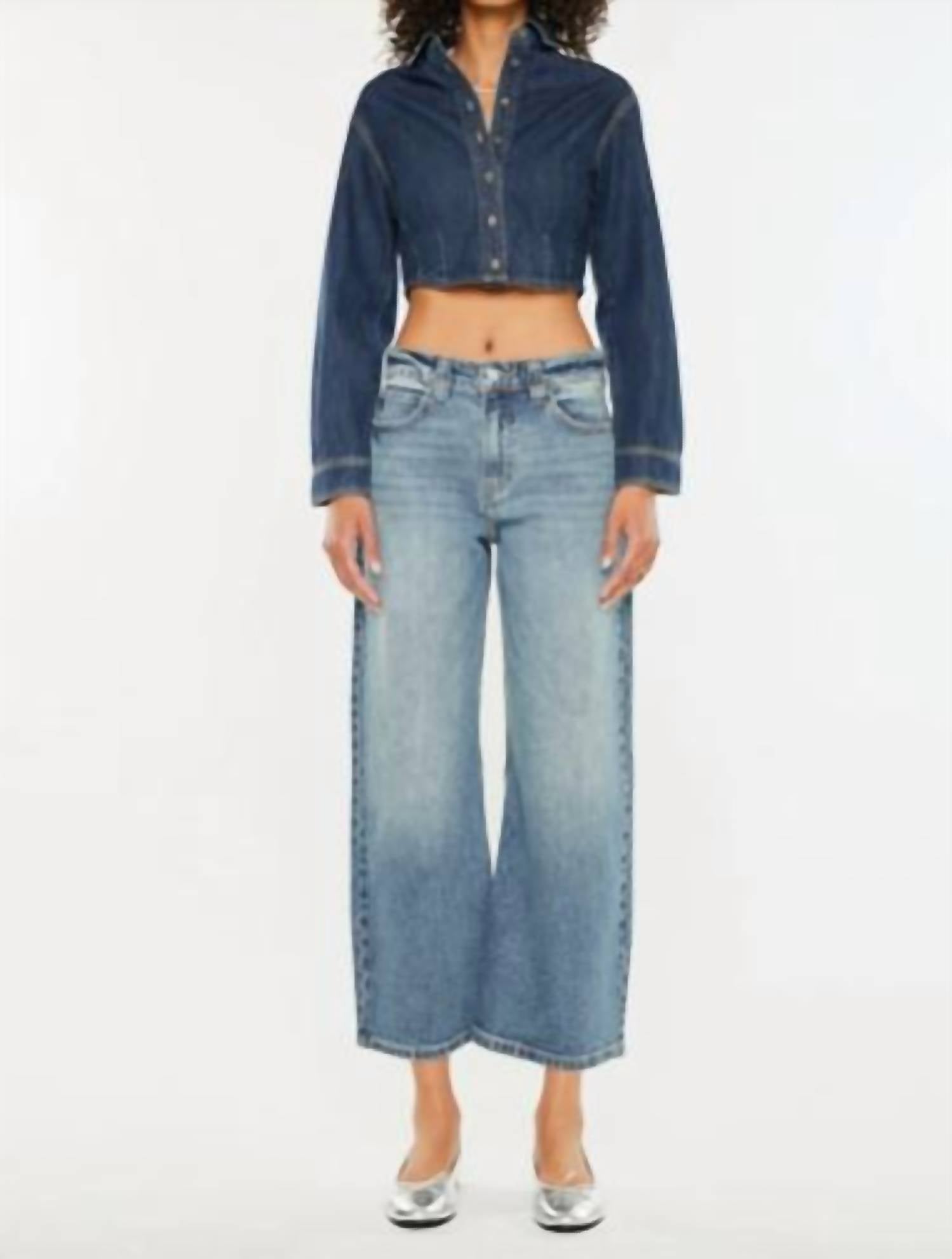 Kancan - Mid Rise Loose Barrel Fit Jeans