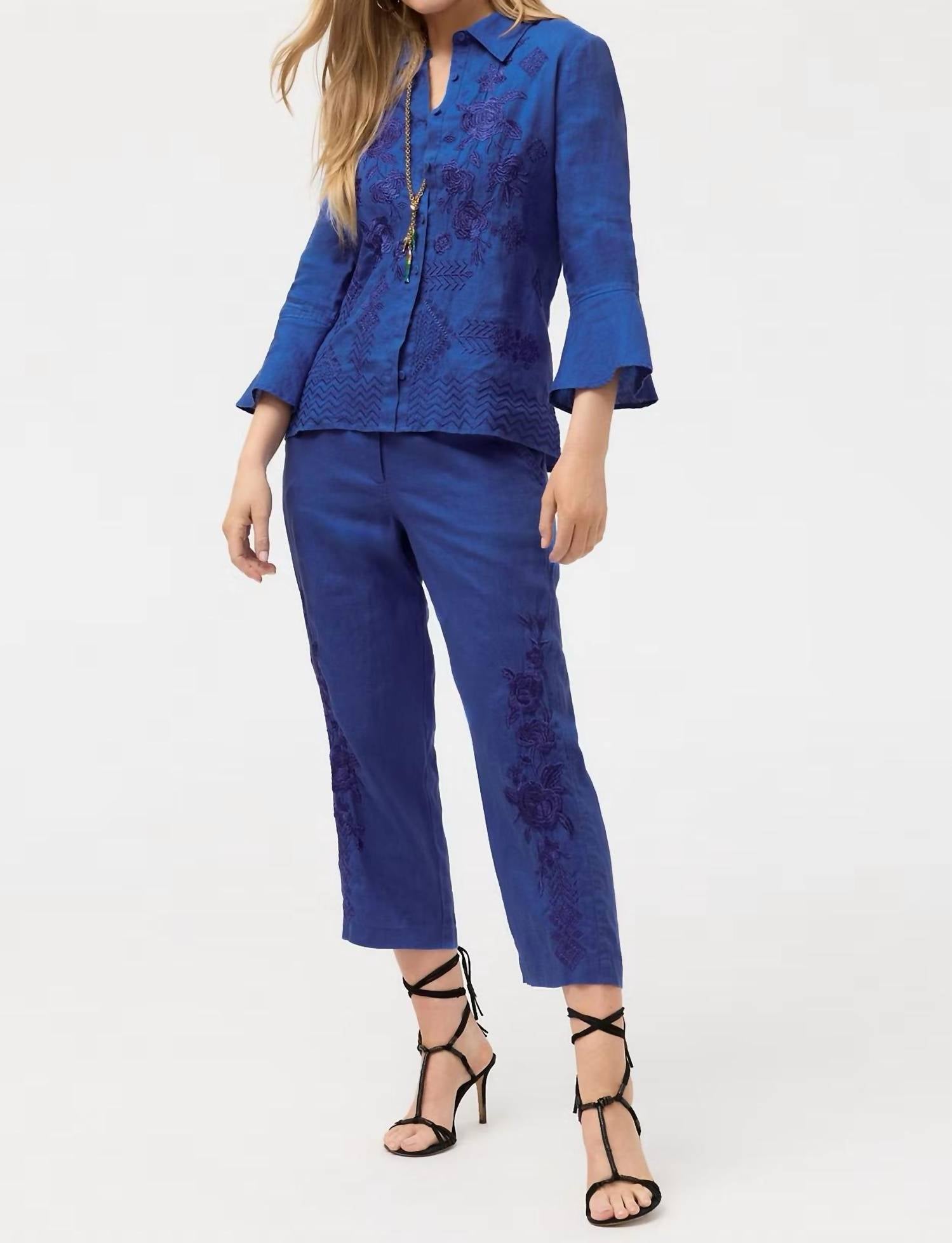 Johnny Was - LINEN CROPPED PANT Admiral Blue