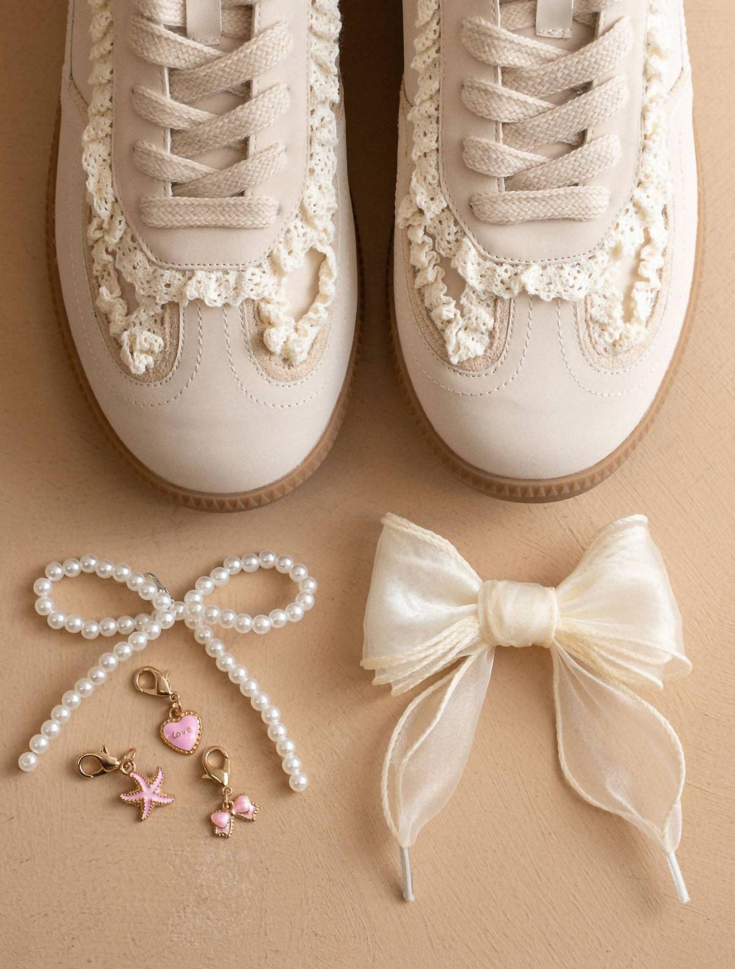 OASIS SOCIETY Women's April Lace Trimmed Retro Sneaker in creme - women's sneaker - view 6