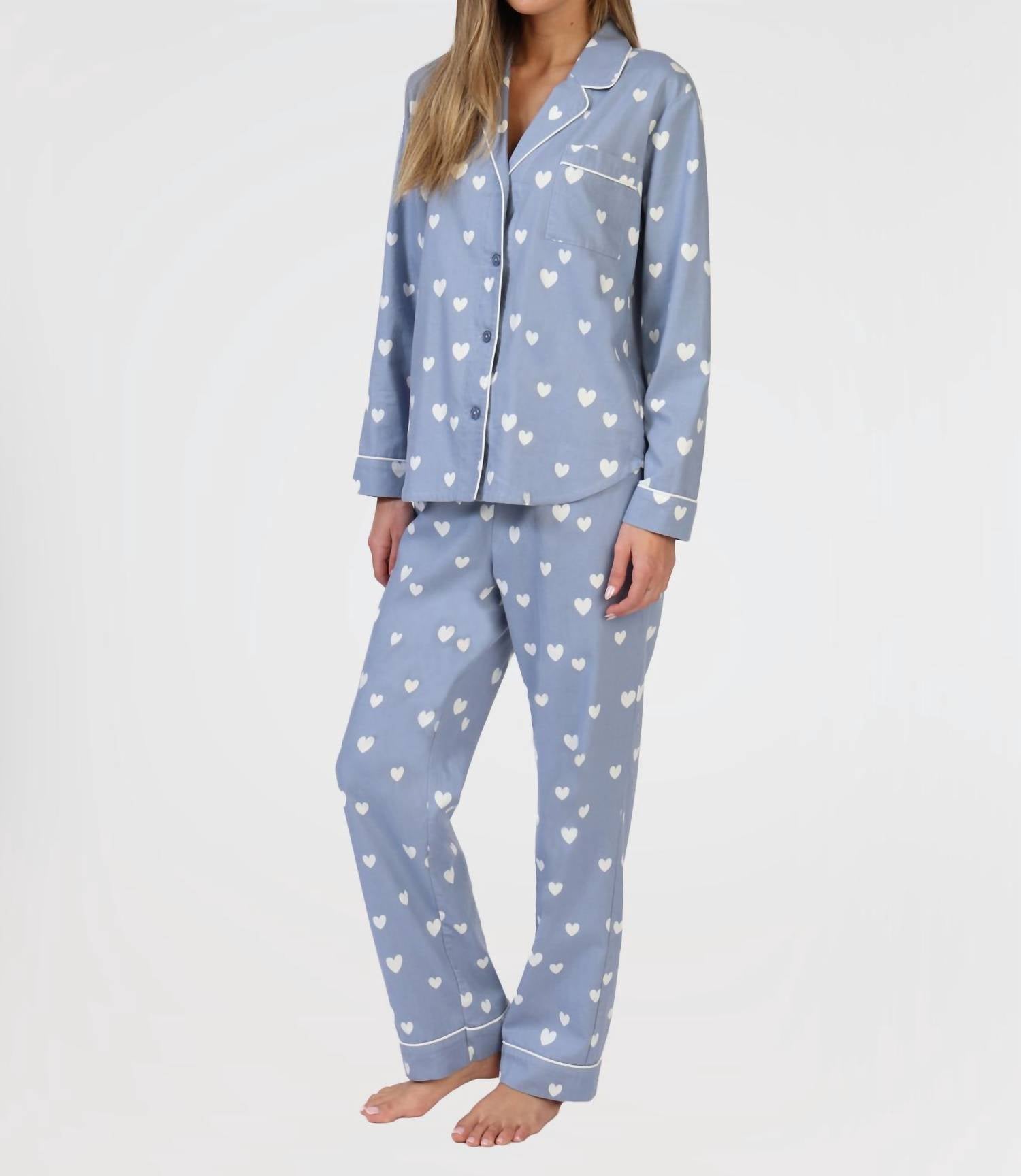 Dylan Scattered Heart Pajama Set in blue - women's intimate