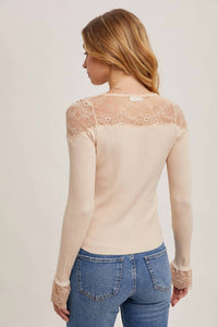 Bluivy - Kallie Lace Trimmed Knit Top