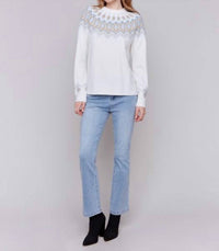 Charlie B - Plush Jacquard Ski Raglan Sweater