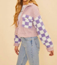Disco Avenue CHECK ME OUT COAT in purple - women's jacket - alternate view