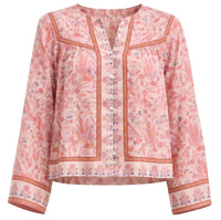 Cleobella Vivien Long Sleeve Top in dahlia print - women's t-shirt - detail view