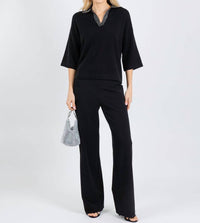 Autumn Cashmere Boxy Cashmere Jewel Trim Sweater in black - women's sweater - view 4