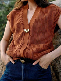 Cleobella Cuore Sweater Vest in clay 2 - women's sweater - view 4