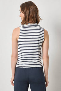 Lilla P - Striped Sleeveless Collared Top