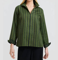 Foxcroft - Agnes Stripe & Houndstooth Popover Shirt