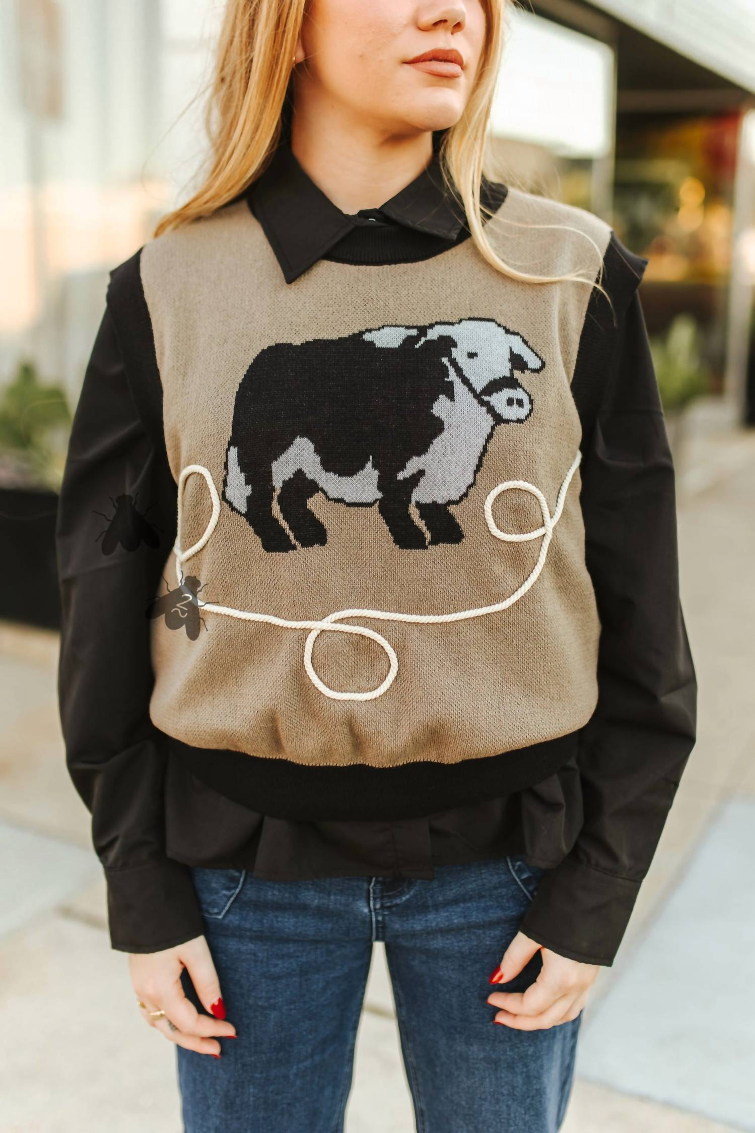 2FlyCo Bull Nettle Sweater Vest in brown - women's sweater