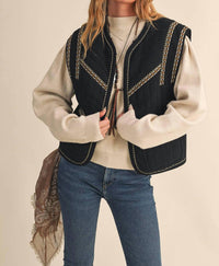 &Merci - Jay Quilted Vest with Trim Detail