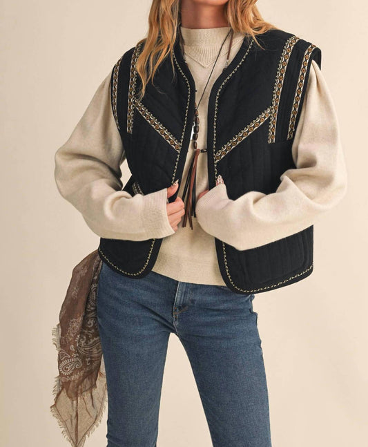 &Merci - Jay Quilted Vest with Trim Detail
