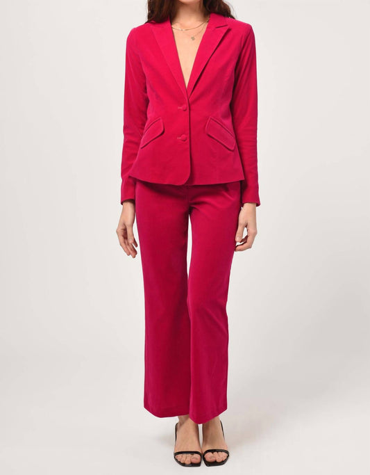 Adelyn Rae - Bella Belted Velvet Trousers | Fuchsia