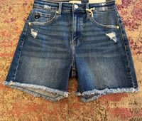KanCan Women's High Rise Denim Shorts in blue - women's shorts